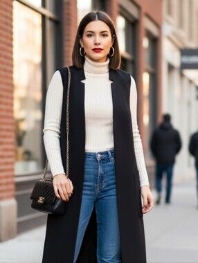 le chateau Black Tailored Sleeveless Blazer Vest
